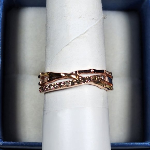 Natural Champagne Diamond ring in vermeil Rose Gold over 915 SS .25ct size 8 - Picture 5 of 6
